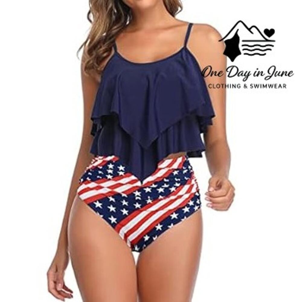 Charmleaks Plus Size Flounce High Waist Bikini Swimsuit Size XXL